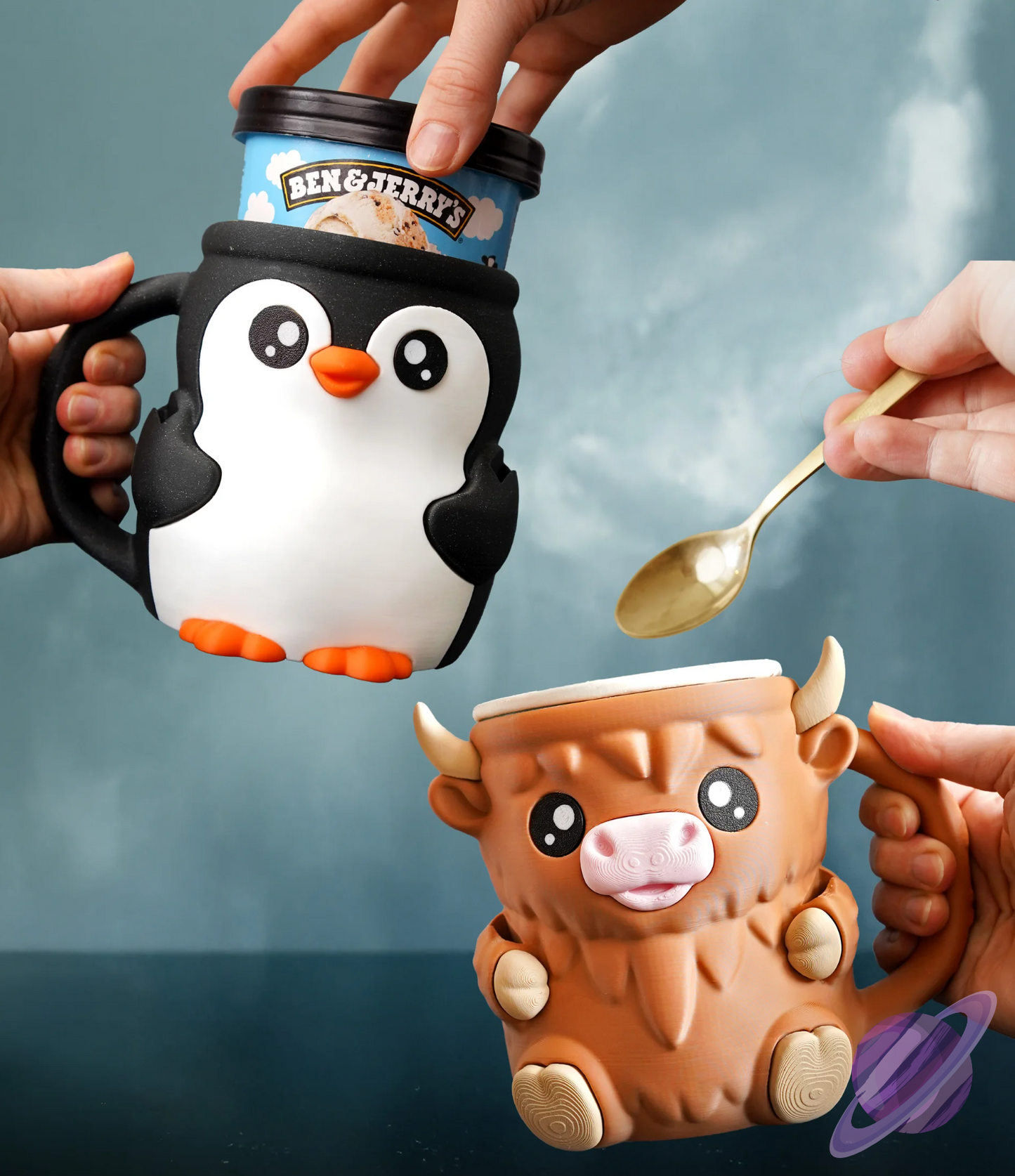 GREY SEAL- 3D PRINTED ICE CREAM PINT HOLDER