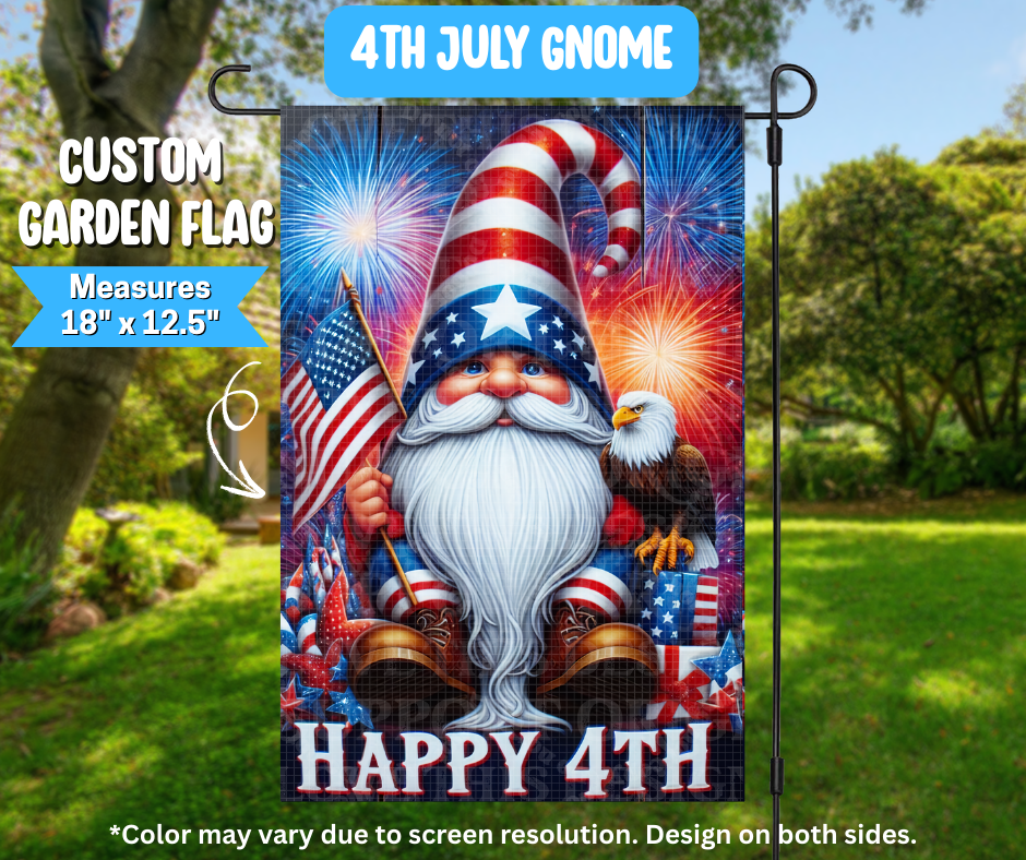 4TH July Gnome Garden Flag