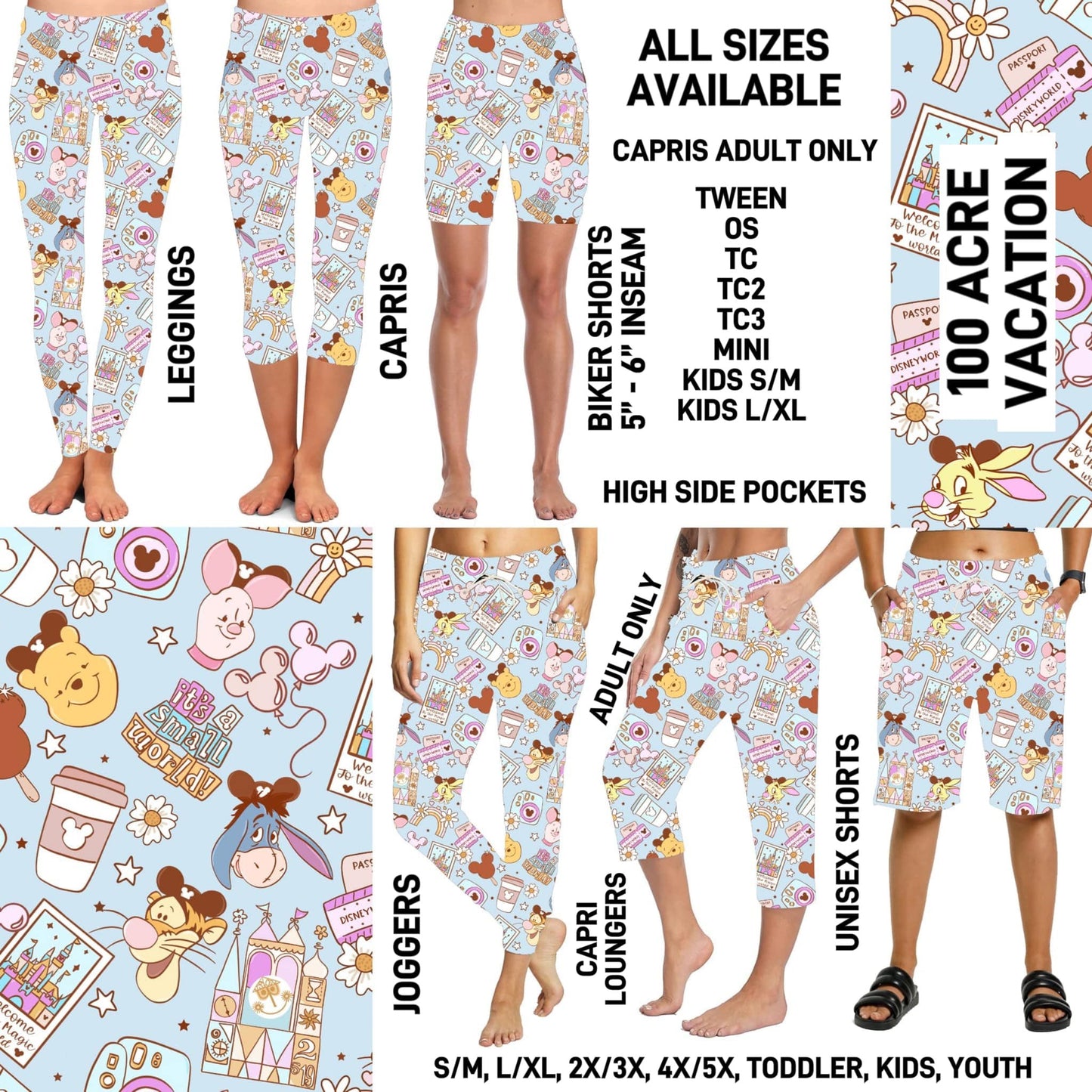 RTS - 100 Acre Vacation Biker/Capris/Leggings with High Side Pockets