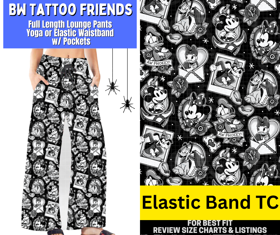 BW Tattoo Friends Full Length Lounge Pants