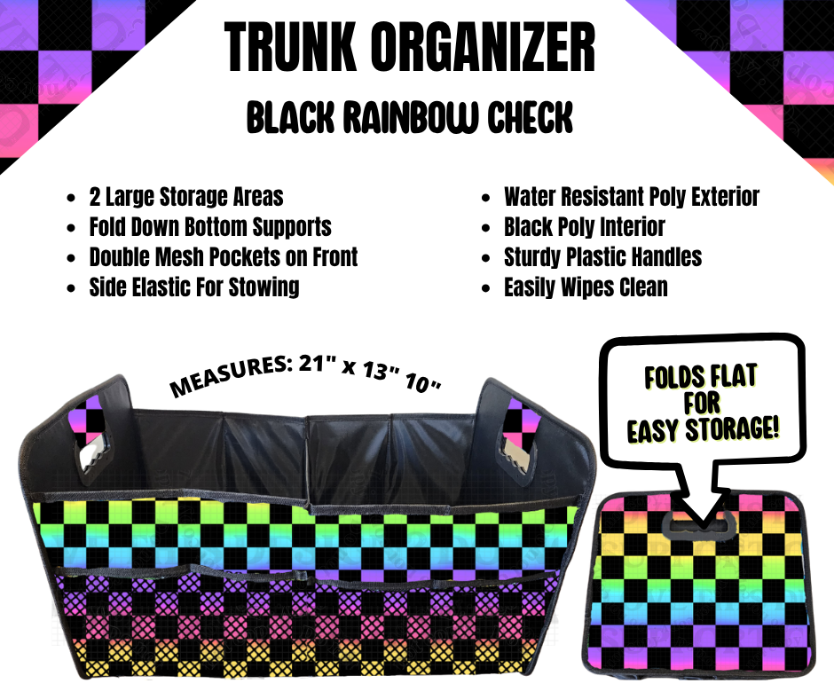 Black Rainbow Check Trunk Organizer