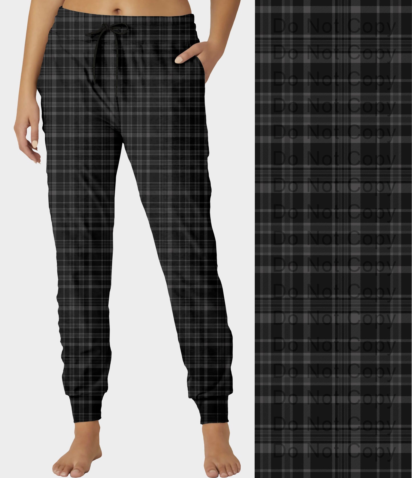 RTS - Black Plaid Joggers