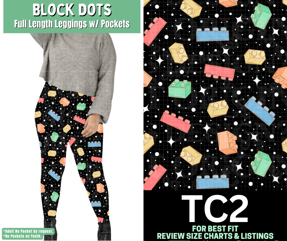 Block Dots Full Length Leggings w/ Pockets