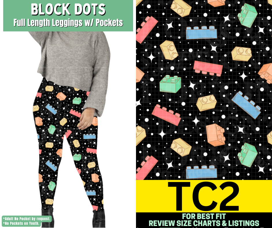 Block Dots Full Length Leggings w/ Pockets