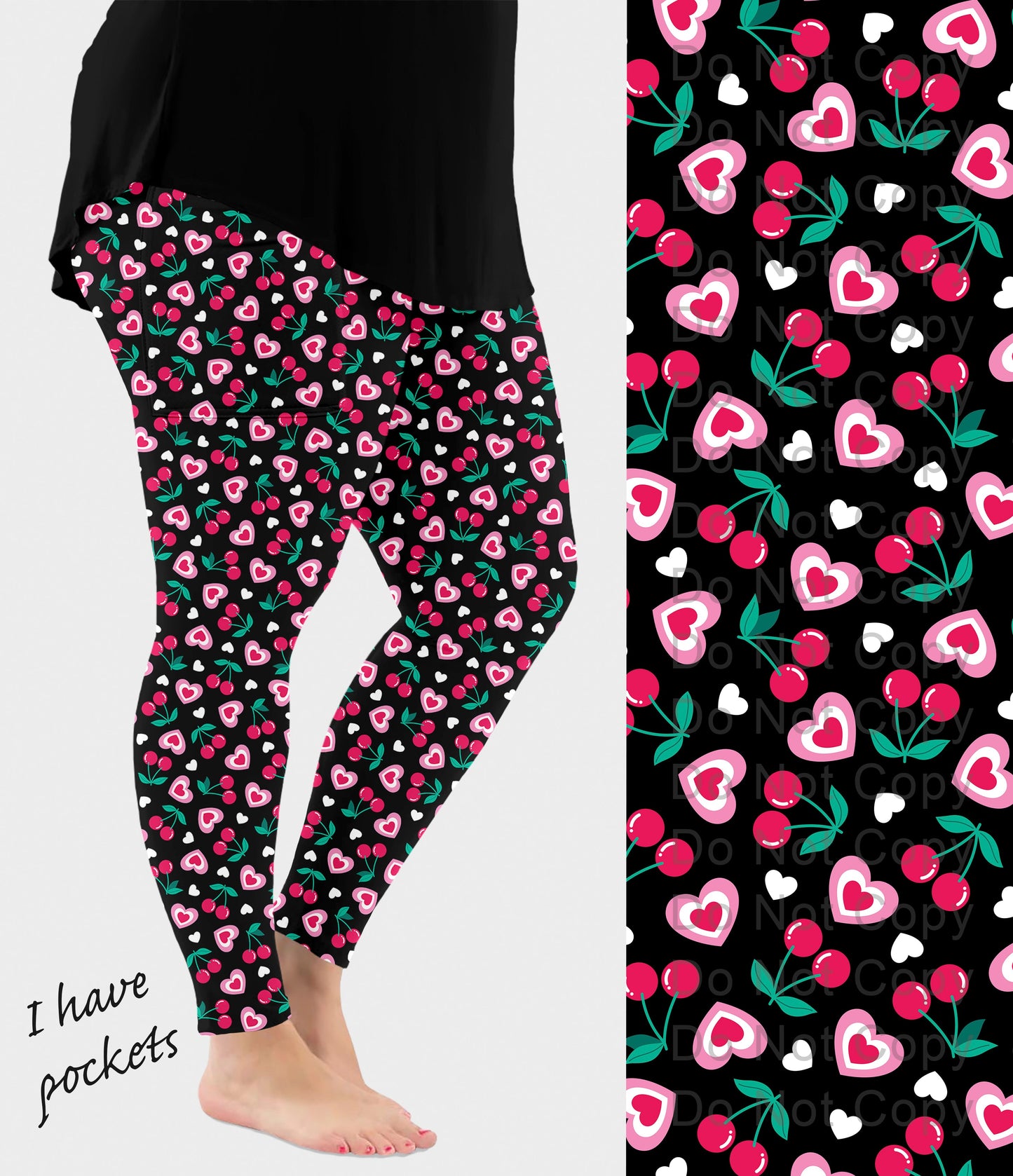 RTS - Cherry Hearts Leggings w/ Pockets