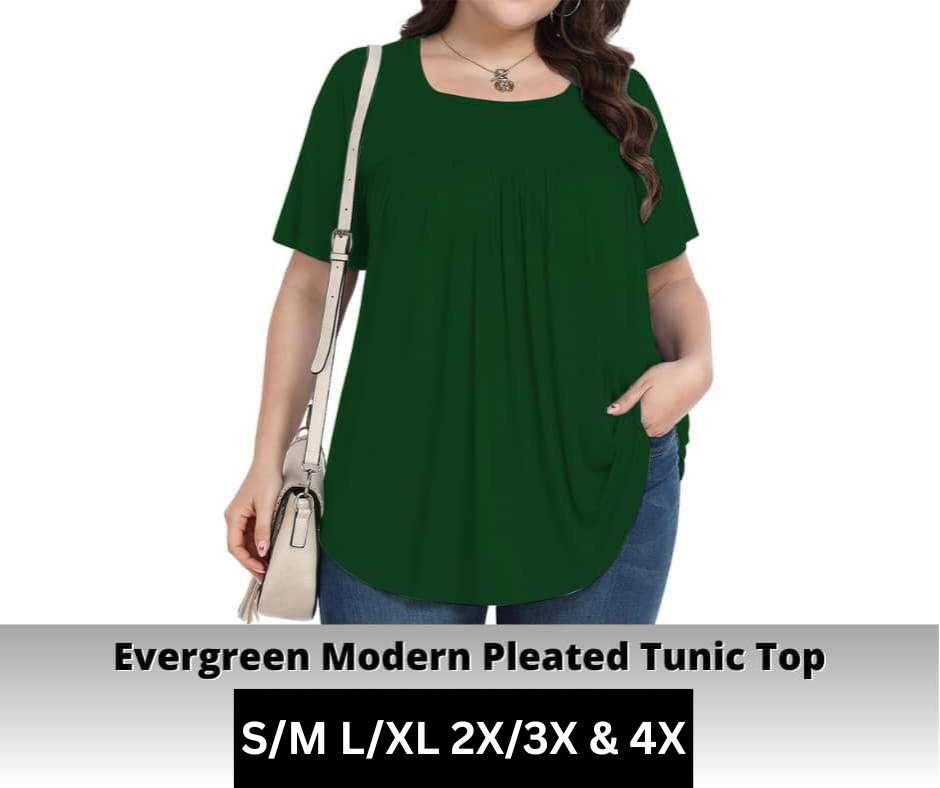 Evergreen Pleated Tunic Top