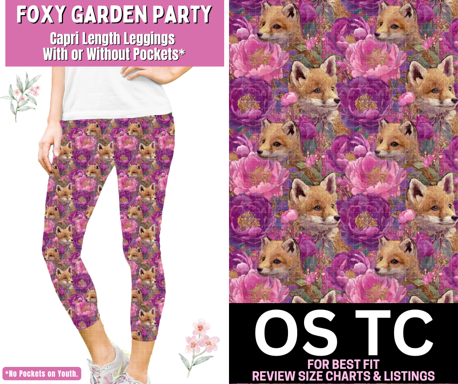 Foxy Garden Party Capri Length Leggings w/ Pockets