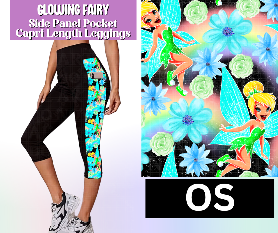 Glowing Fairy Side Panel Pocket Capri Length Leggings