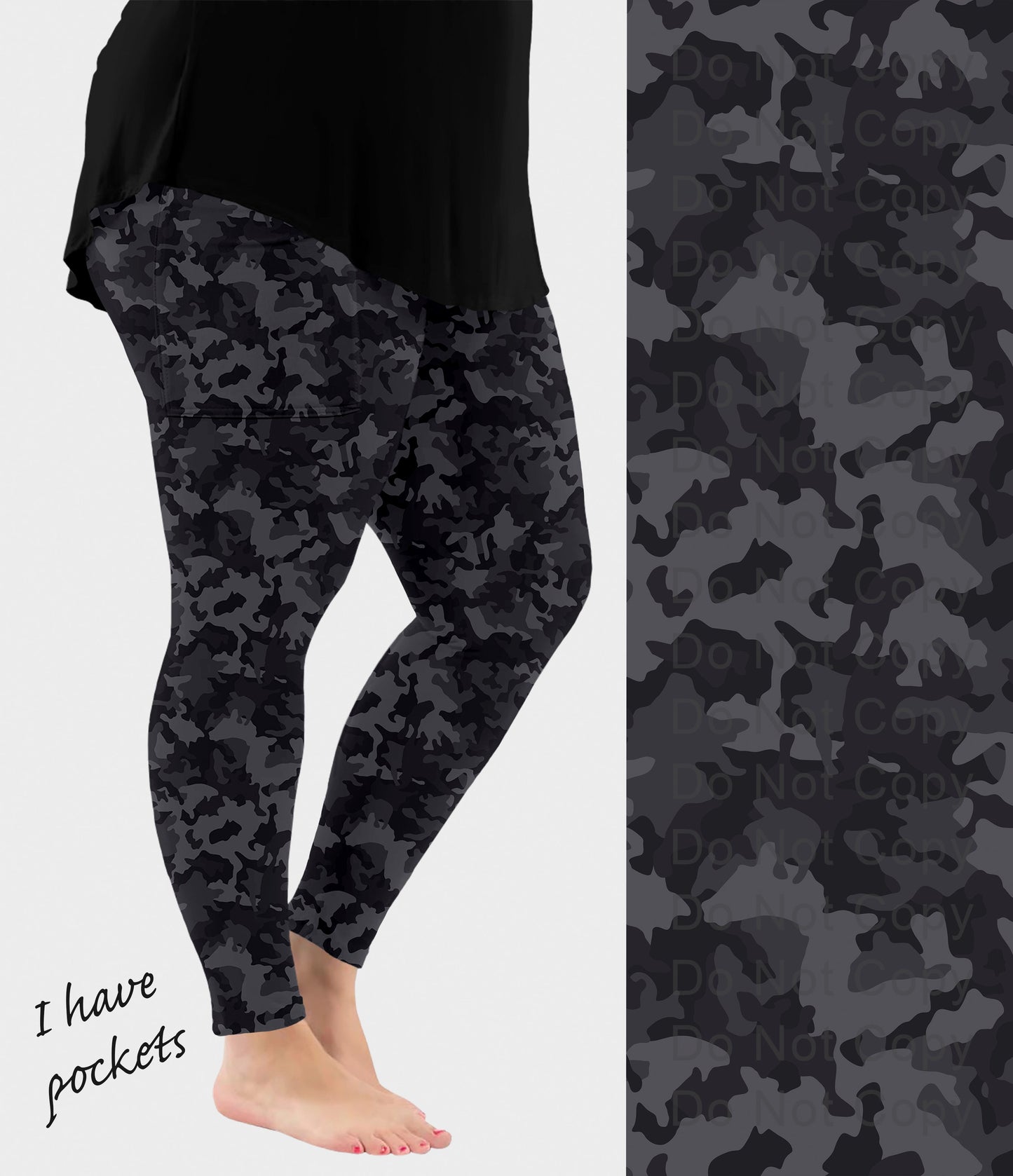 RTS - Gray Camo Leggings w/ Pockets