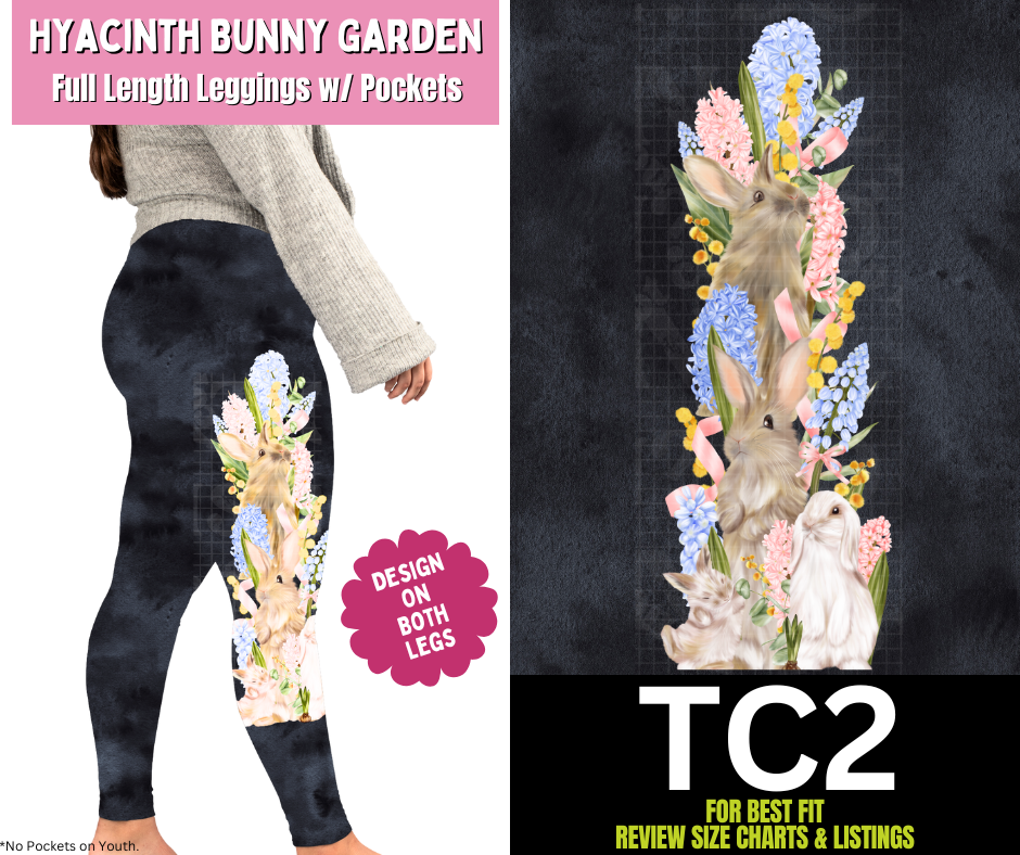 Hyacinth Bunny Garden Full Length Leggings w/ Side Leg Designs