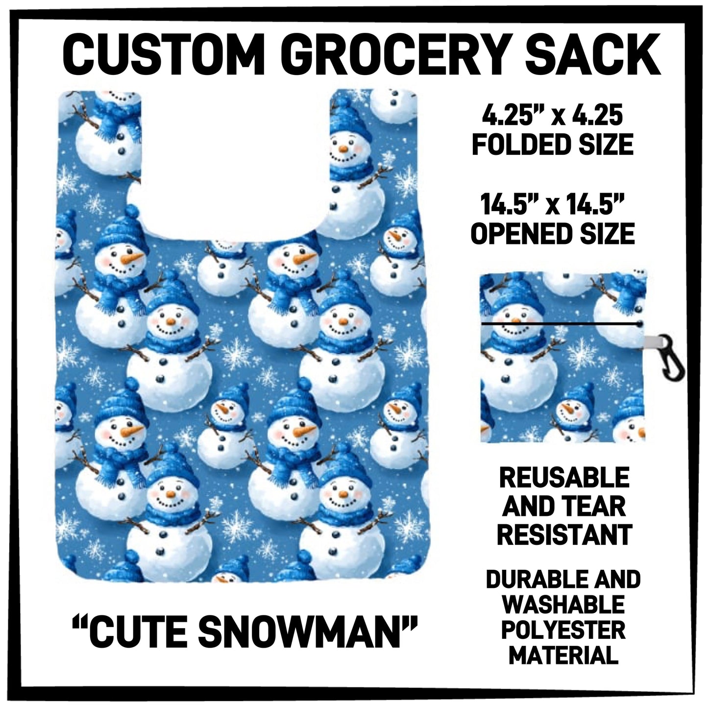 RTS - Cute Snowman Grocery Sack