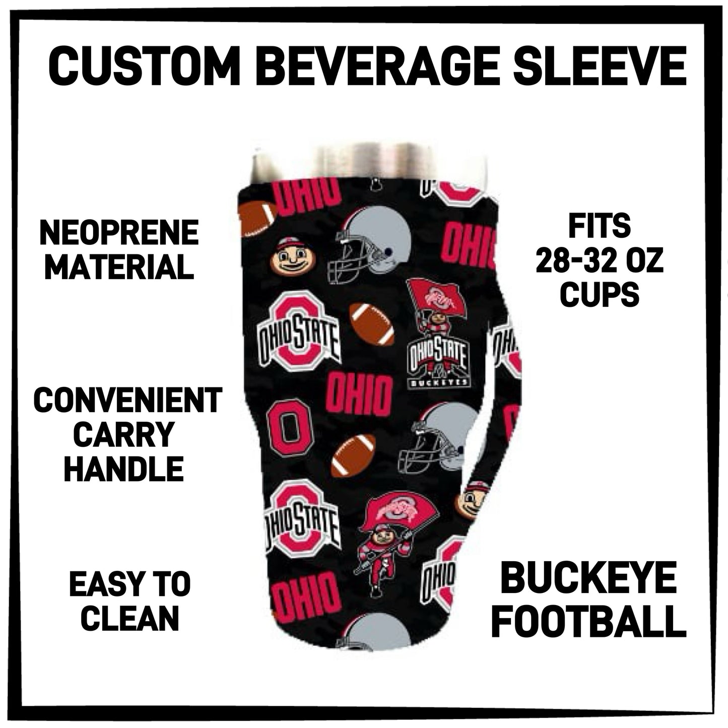 RTS - Buckeye Football 28-32oz Beverage Sleeves