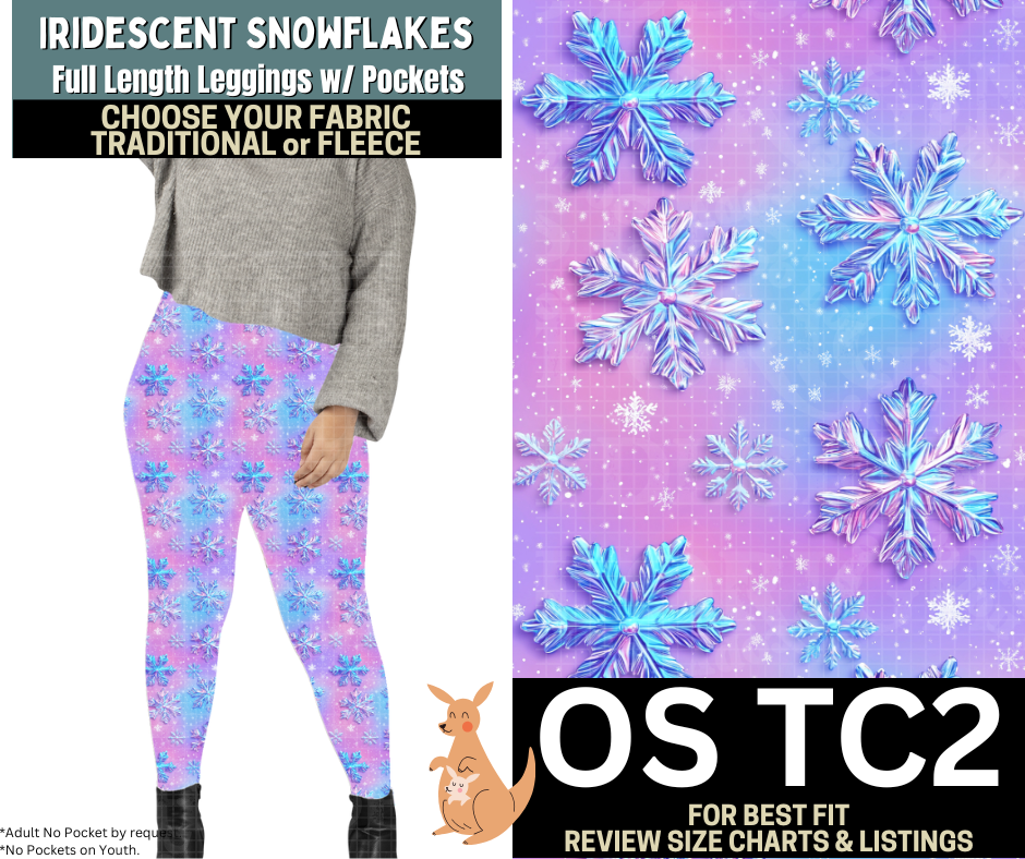 Iridescent Snowflake Leggings Choose Fleece or Traditional