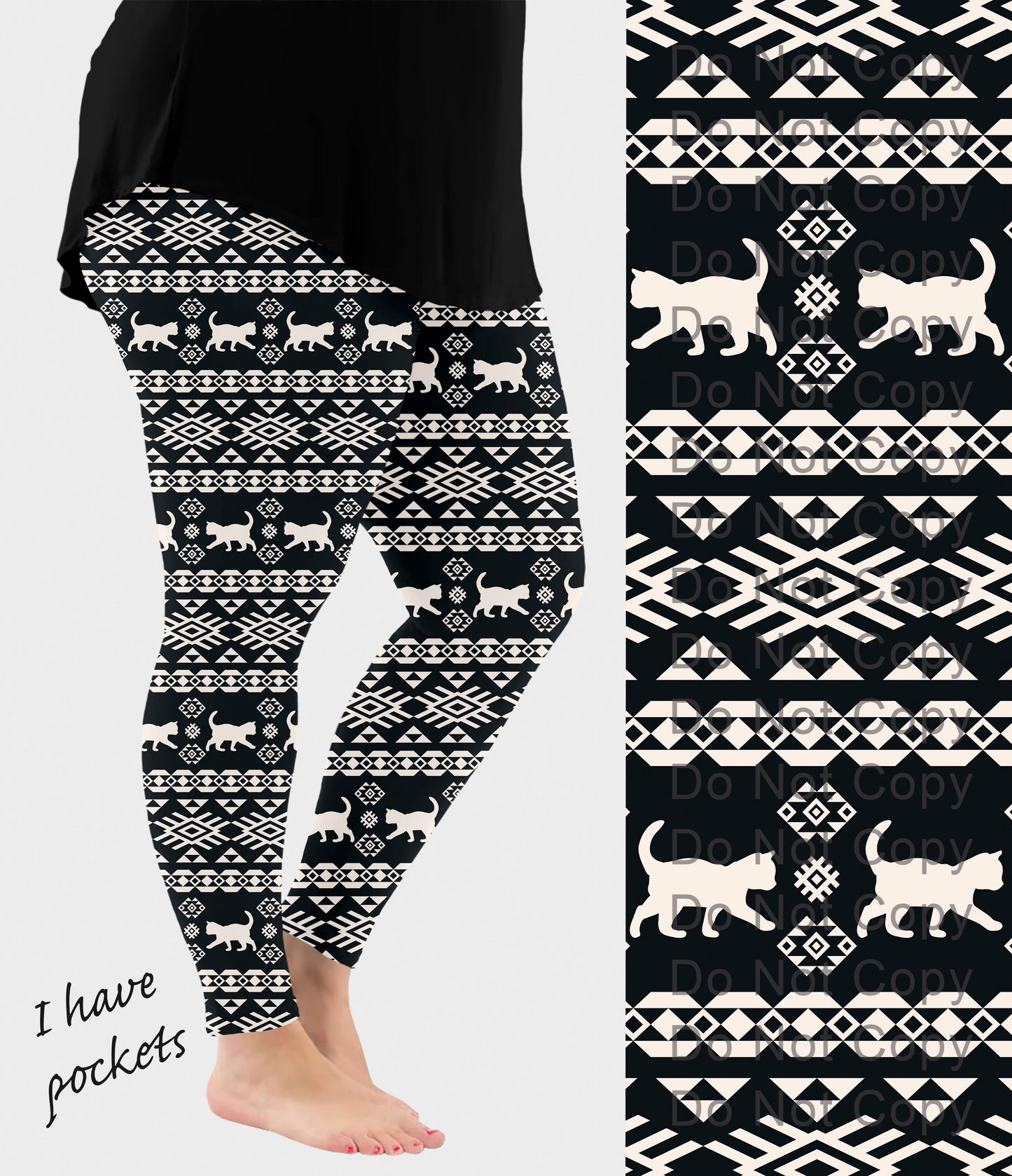 RTS - Kitty Cat Pattern Leggings w/ Pockets