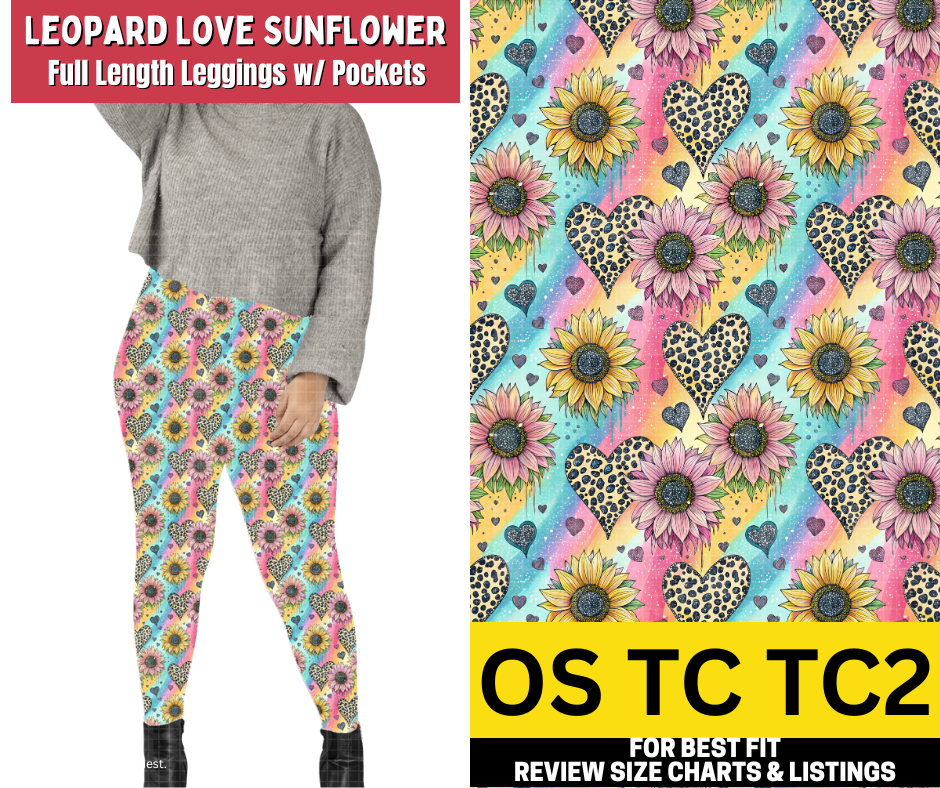 Leopard Love Sunflower Full Length Leggings w/ Pockets