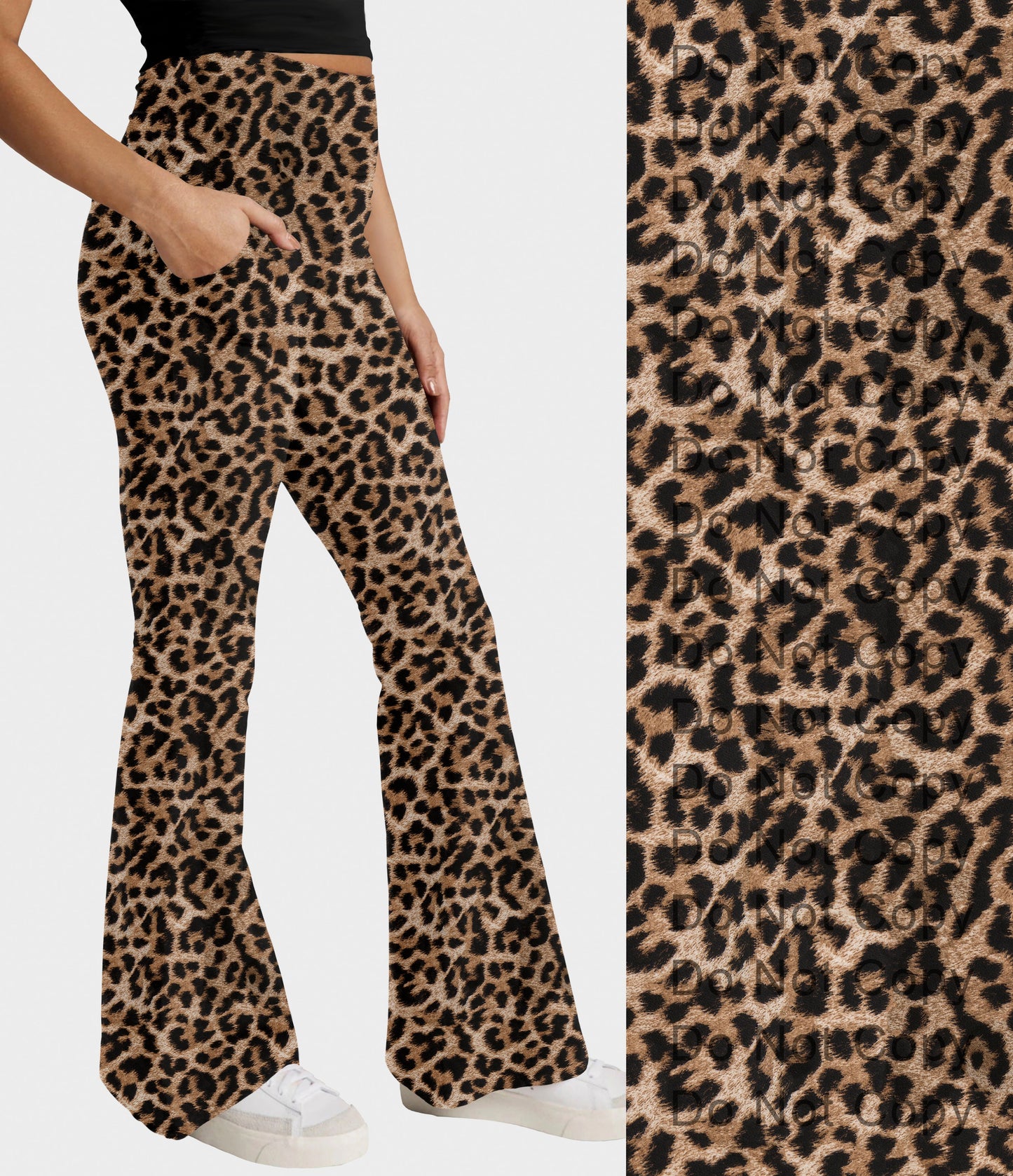 RTS - Leopard Print Flare Leggings w/ Pockets