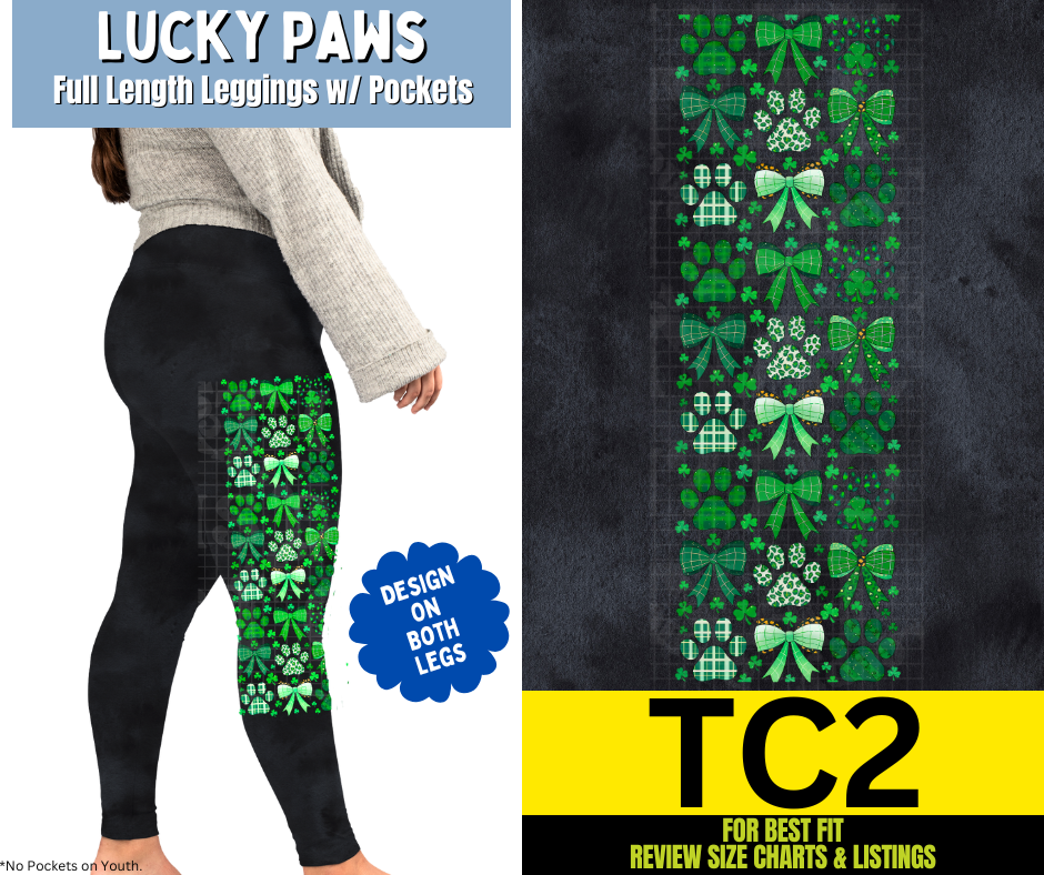 Lucky Paws Watercolor Full Length Leggings w/ Pockets