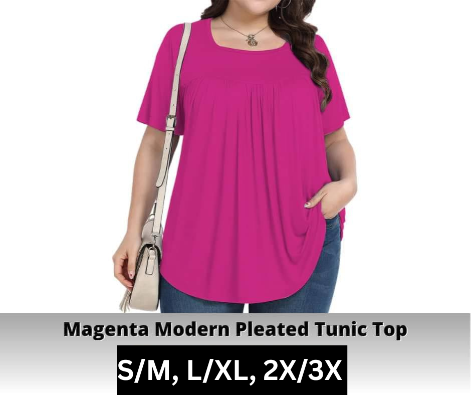 Magenta Pleated Tunic Top