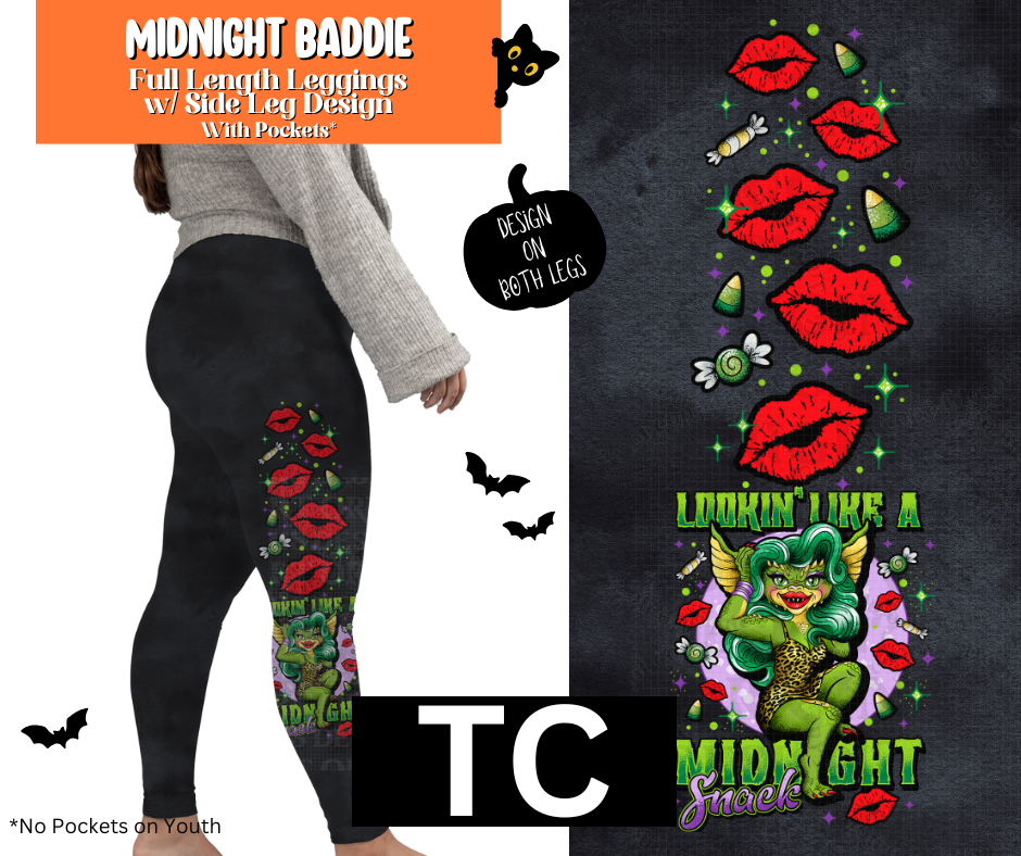 Midnight Baddie Full Length Leggings w/ Side Leg Designs