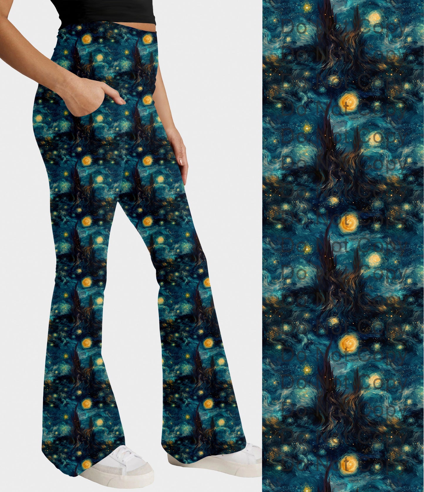 RTS - Night Swirl Flare Leggings w/ Pockets