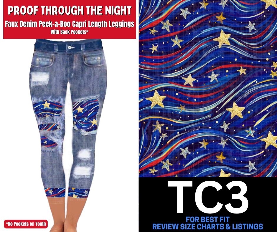 Proof Through The Night Capri Faux Denim Peekaboo