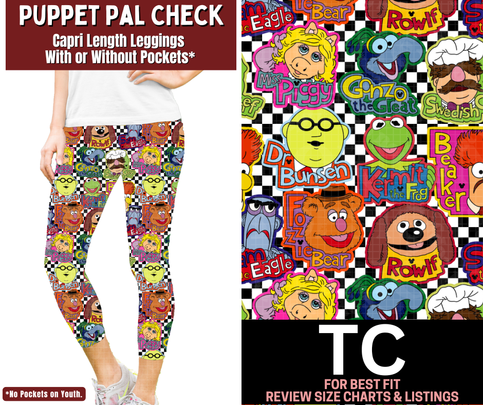 Puppet Pal Check Capri Length Leggings w/ Pockets