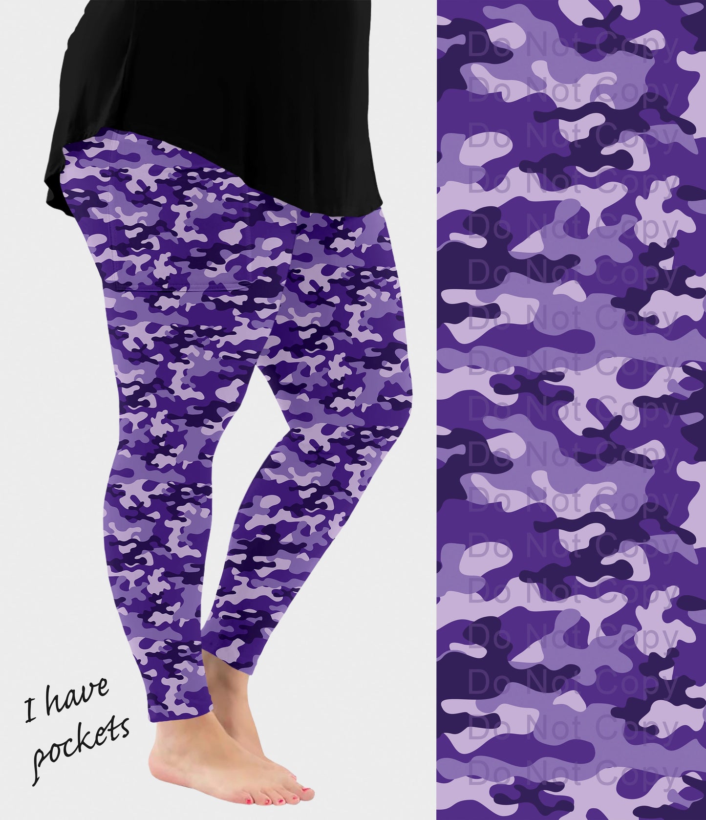 RTS - Purple Camo Leggings w/ Pockets