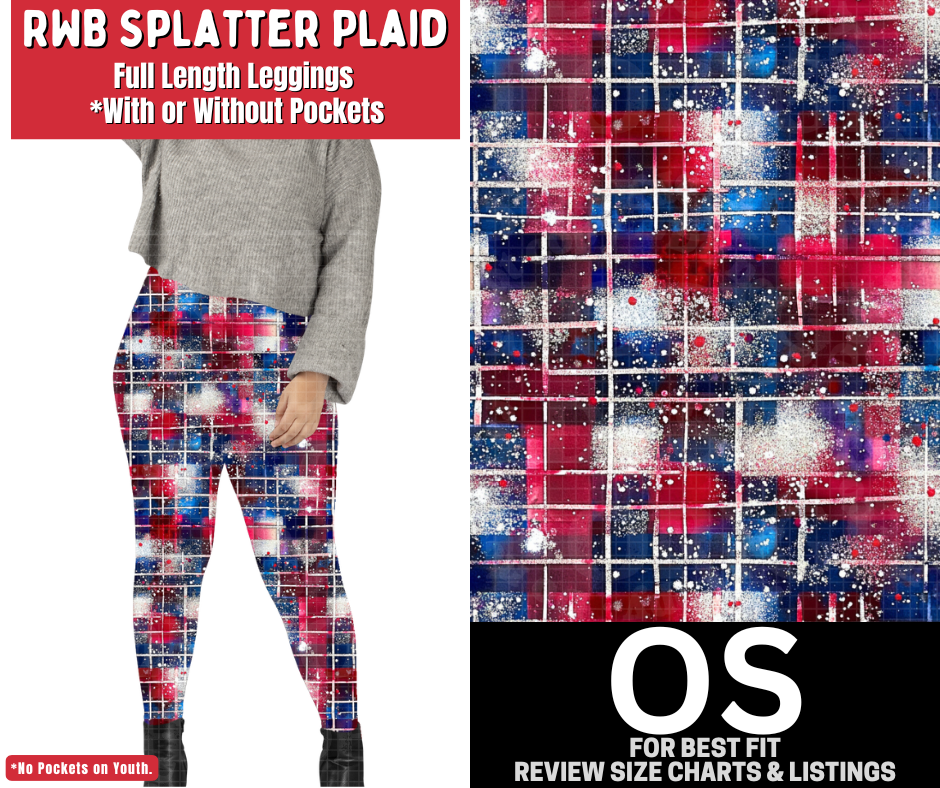 RWB Splatter Plaid Full Length Leggings w/ Pockets