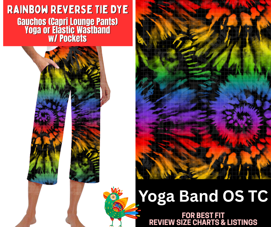 Rainbow Reverse Tie Dye Capri Gauchos