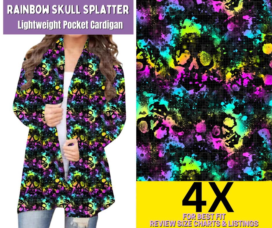 Rainbow Skull Splatter Pocket Cardigan