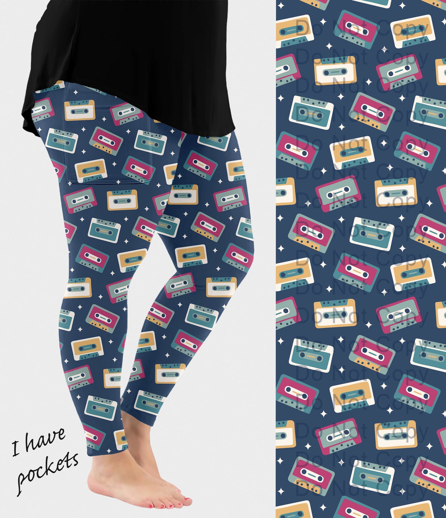 RTS - Retro Cassette Tapes Leggings with Pockets