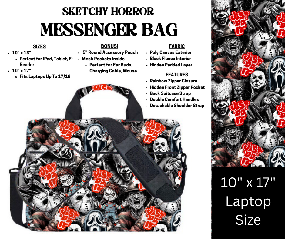 Sketchy Horror Messenger Bag