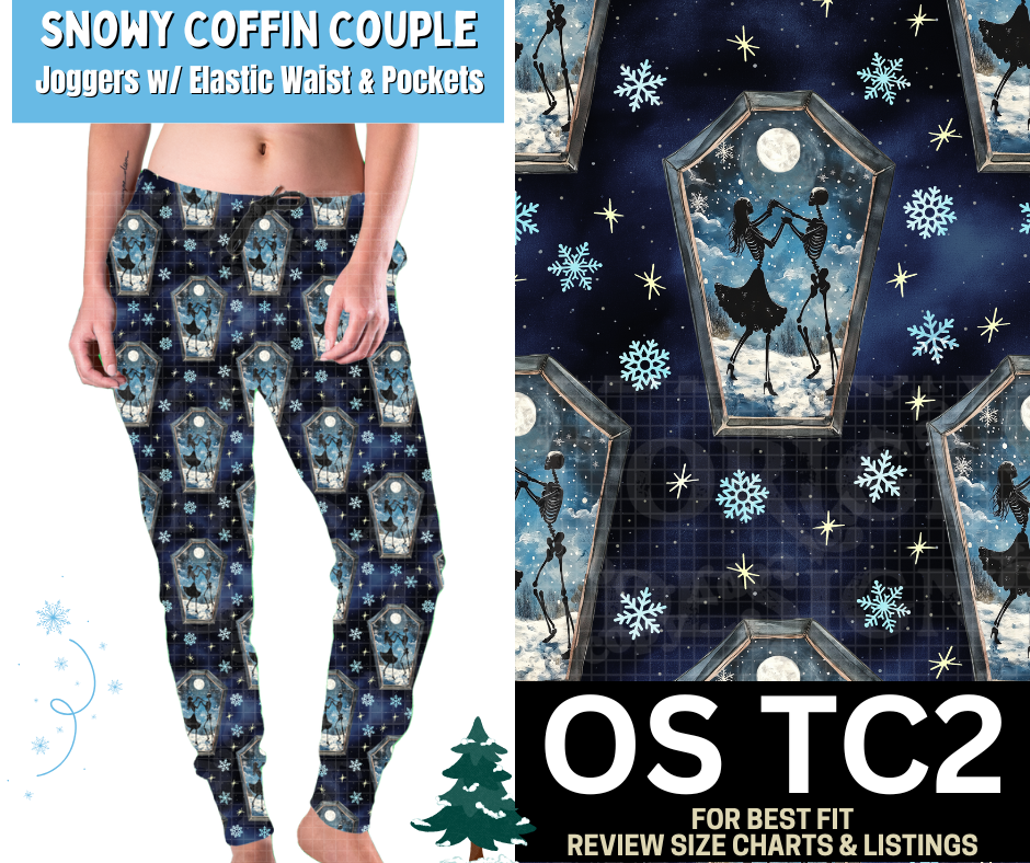 Snowy Coffin Couple Joggers Choose Fleece or Traditional