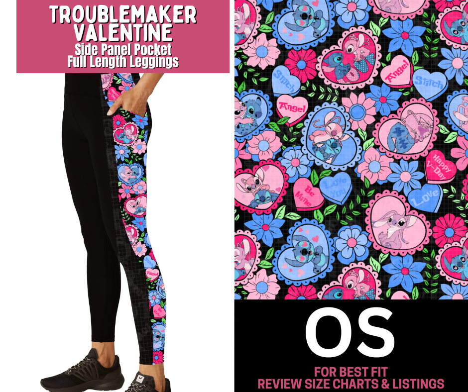 Troublemaker Valentine Side Panel Pocket Full Length Leggings