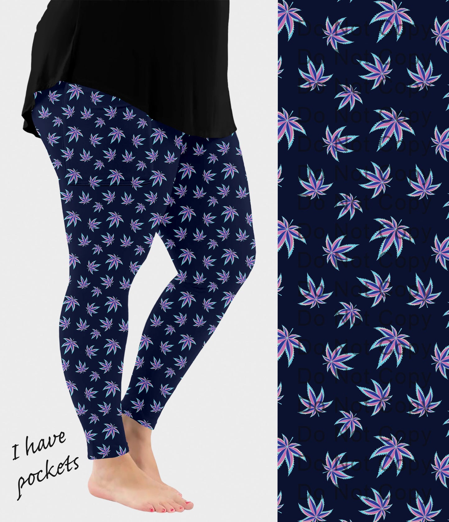 RTS - Twilight Cannabis Leggings with Pockets