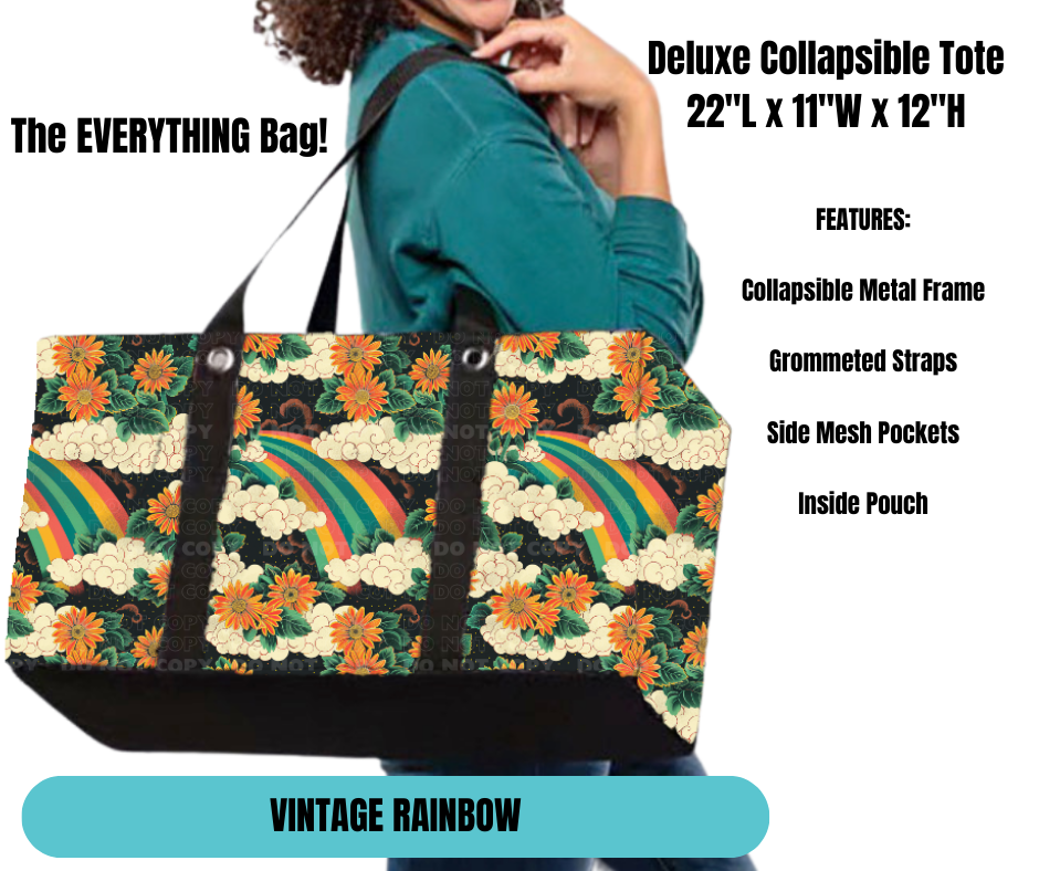 Vintage Rainbow Collapsible Tote