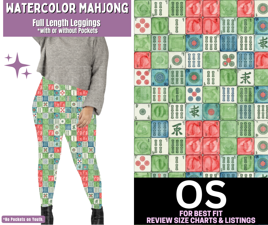 Watercolor Mahjong Full Length Leggings w/ Pockets