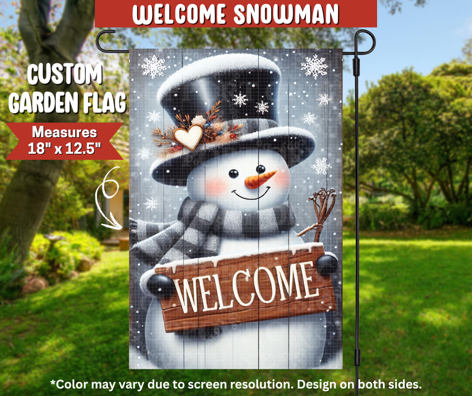Welcome Snowman Garden Flag