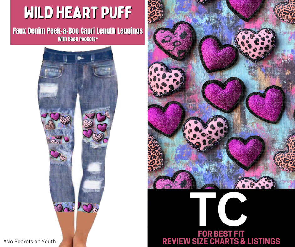 Wild Heart Puff Capri Faux Denim Peekaboo