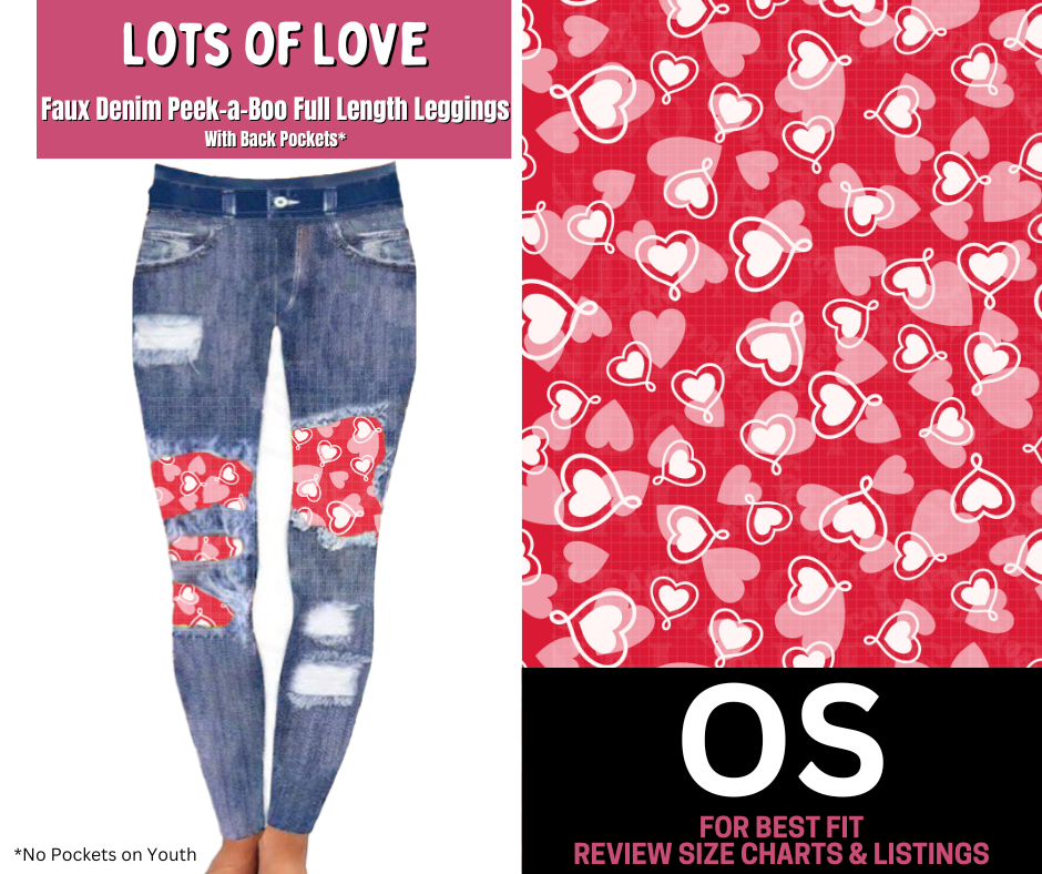 Lots of Love Faux Denim Full Length Peekaboo Leggings