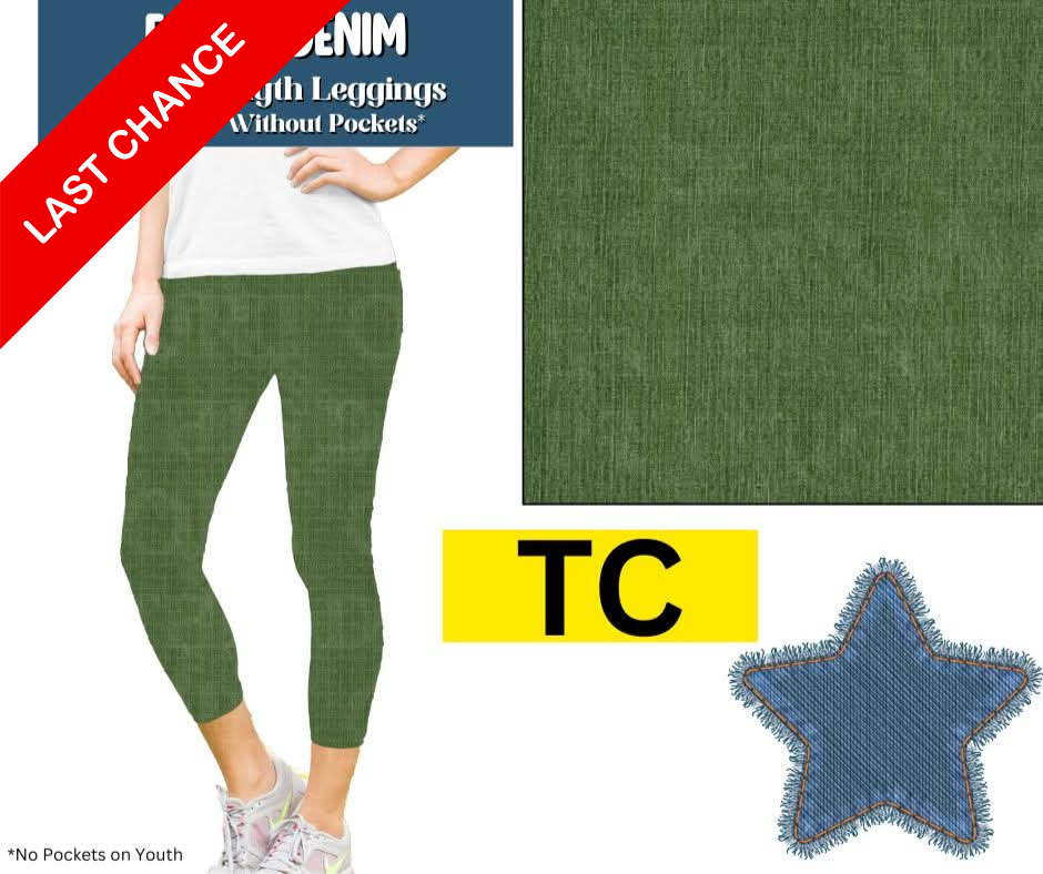 Forest Denim Capri Length Leggings w/ Pockets