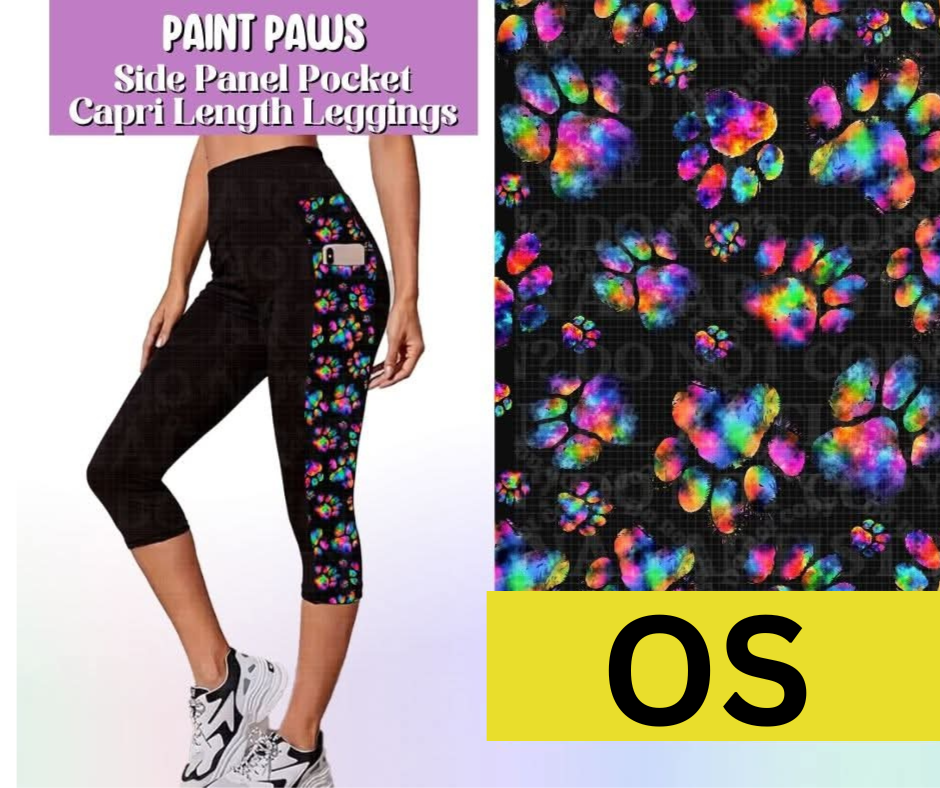 Paint Paws Side Panel Pocket Capri Length Leggings