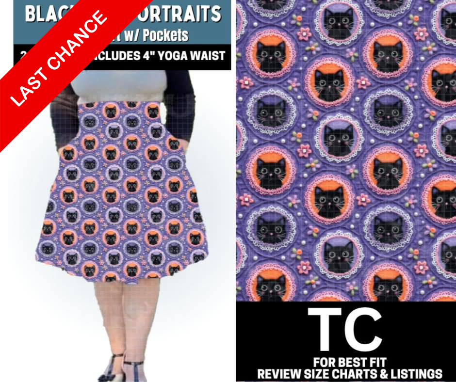 Black Cat Portraits Swing Skirt