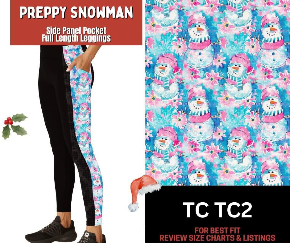 Preppy Snowman Side Panel Pocket Full Length Leggings