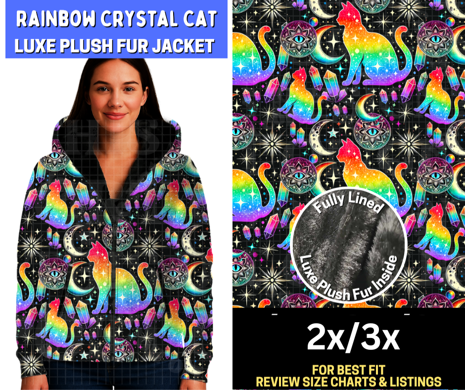 Rainbow Crystal Cat Luxe Fur Jacket