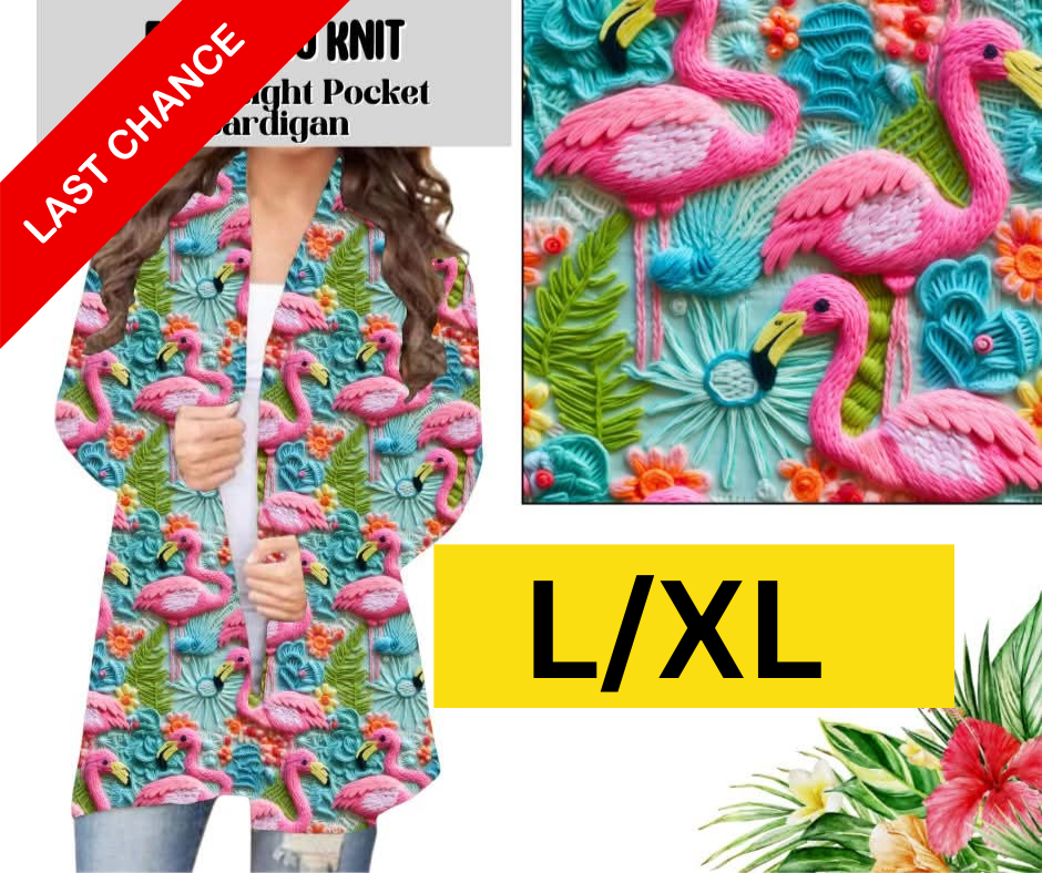 Flamingo Knit Pocket Cardigan