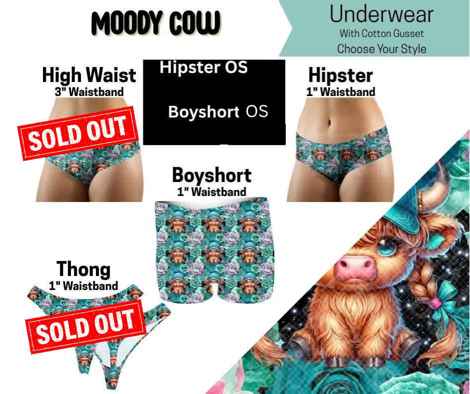 Moody Cow Hipster & Boy Shorts Underwear