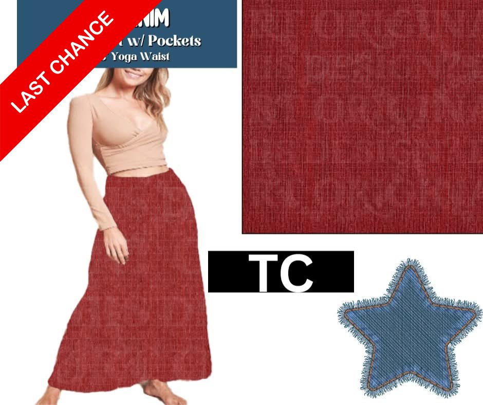 Red Denim Maxi Skirt