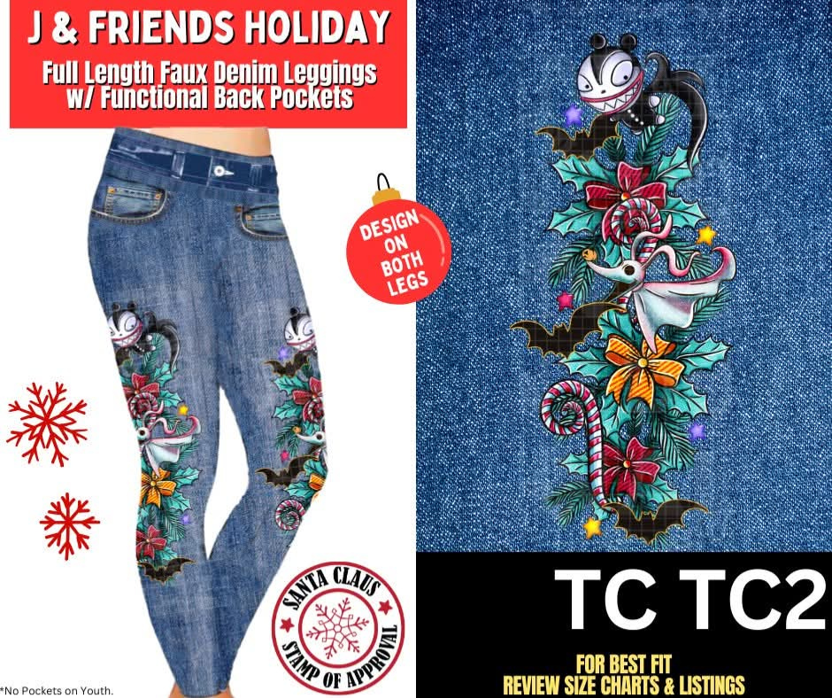 J & Friends Holiday Full Length Faux Denim w/ Side Leg Designs