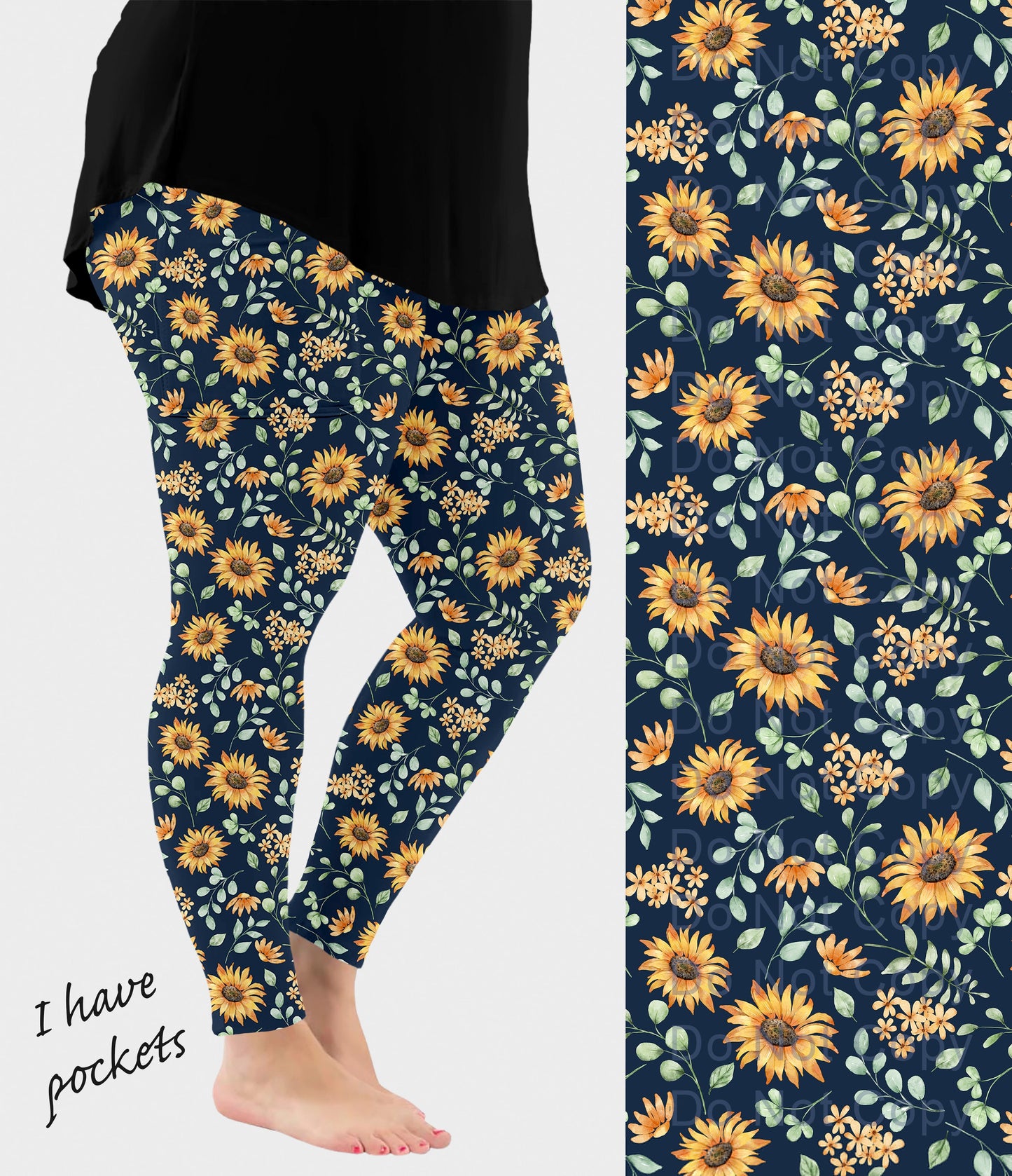 RTS - Sunflower Field Leggings w/ Pockets